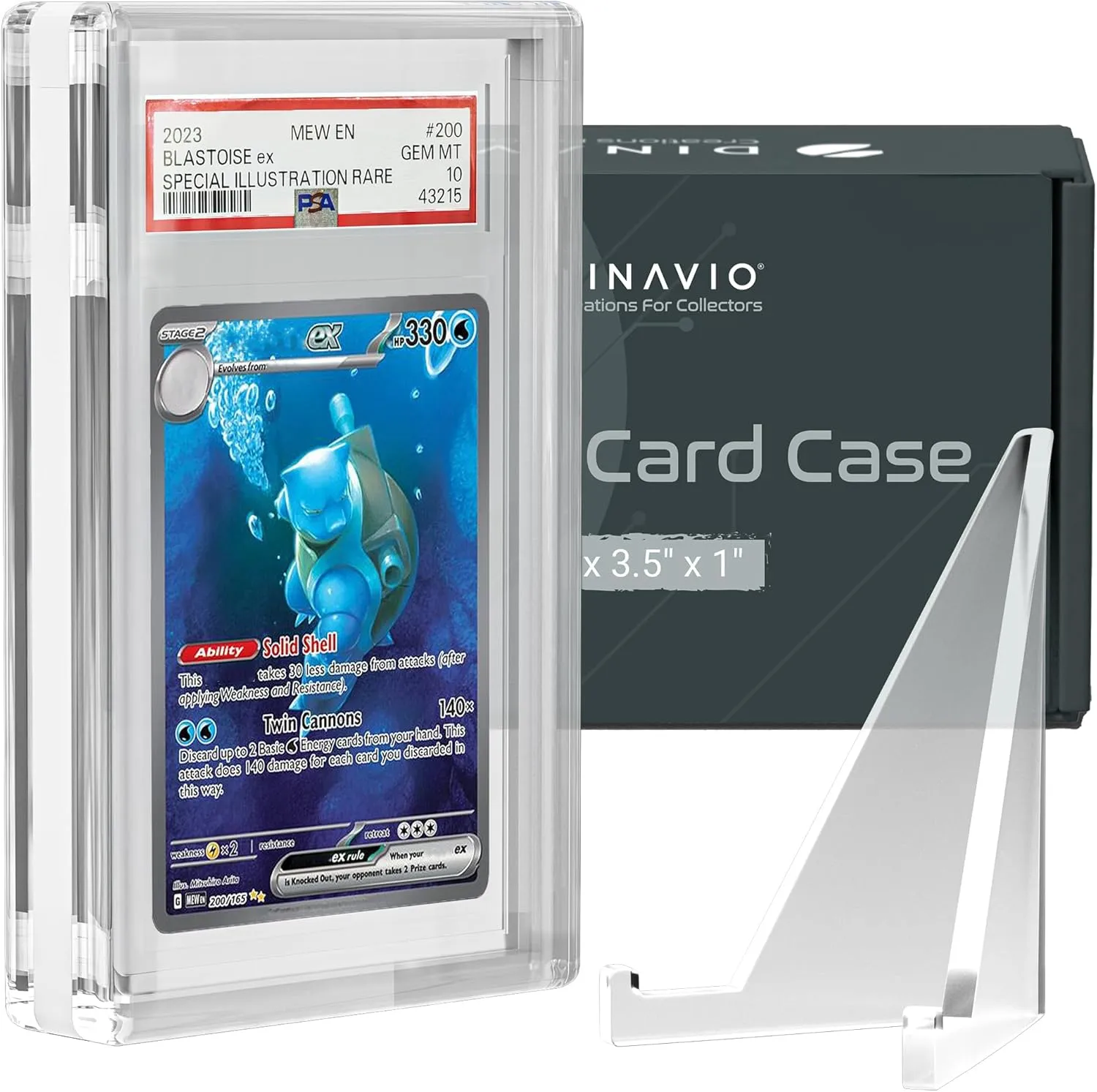 PSA Graded Card Display Acrylic Case for Standard PSA and CGC Slabs - Slab Case for Graded Cards - PSA Card Case - Graded Card Display Case - Slanted Stand Included (White Border)