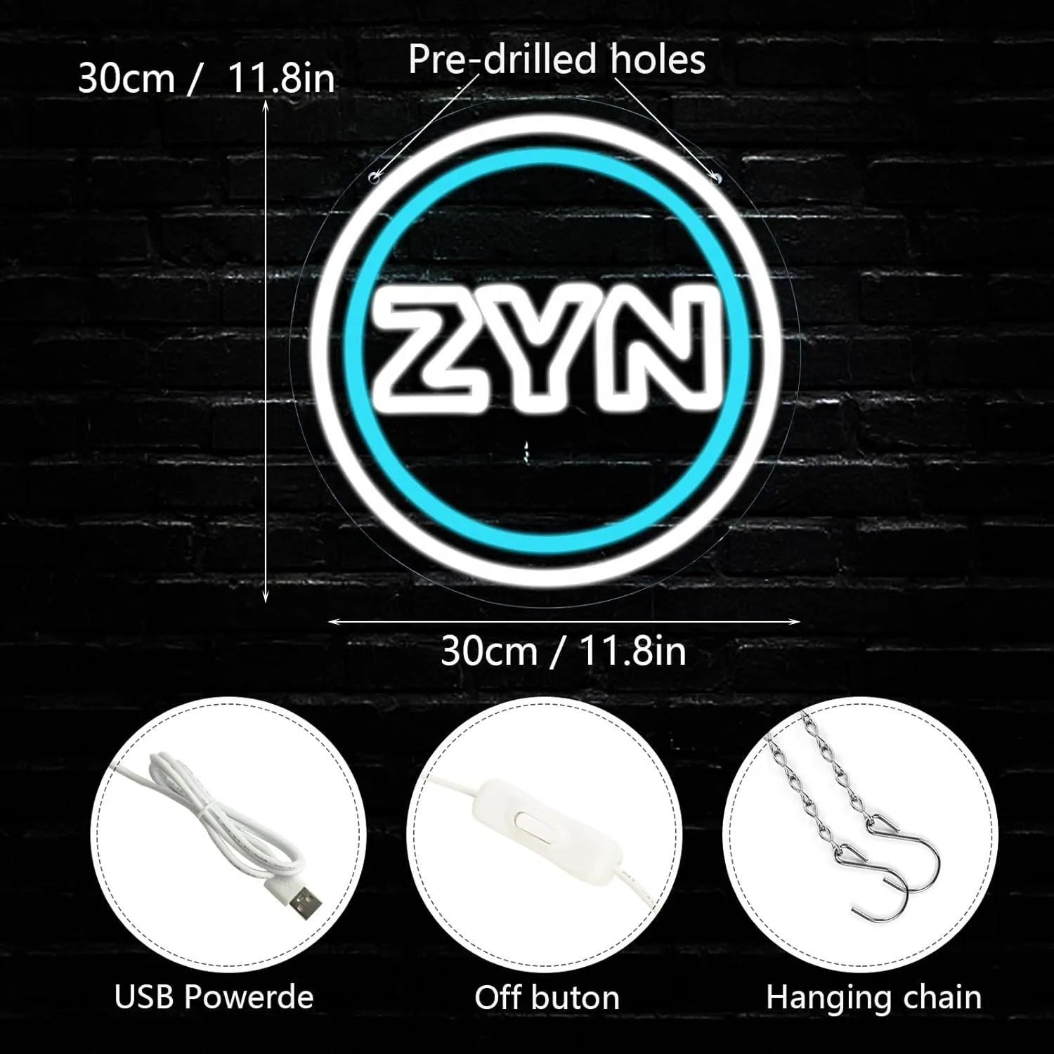 Pugna Z.Y.N Neon Signs for Wall Decor Neon Lights for Bedroom Led Business Signs Suitable for Man Cave Bar Pub Restaurant Christmas Gift Art