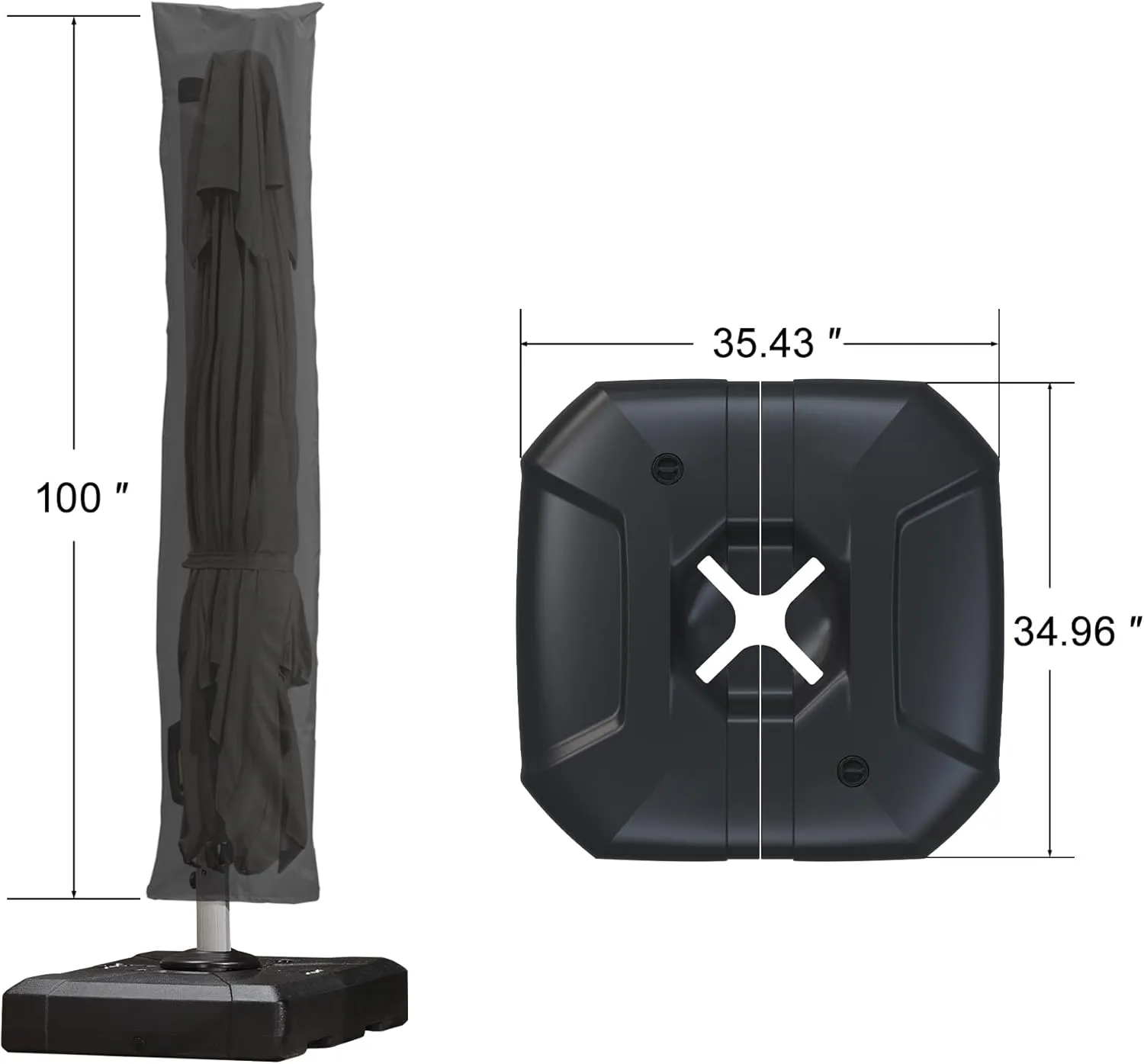 PURPLE LEAF 10'×10' Patio Umbrella with Base and Cover Outdoor Umbrella Large Cantilever Umbrella Windproof Offset Umbrella Heavy Duty Sun Umbrella for Garden Deck Pool Patio Grey