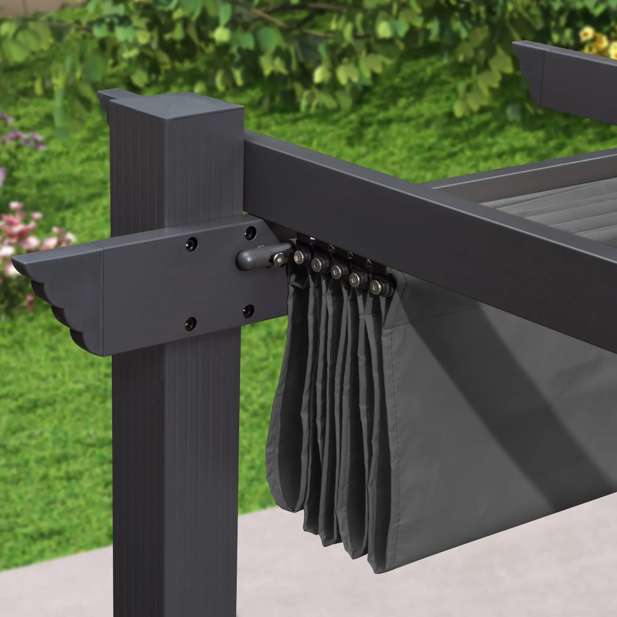 PURPLE LEAF Pergola Shade Cover for 10' X 13' Deck Porch Outside Outdoor Retractable Durable Fabric Canopy Replacement Top Only Gray