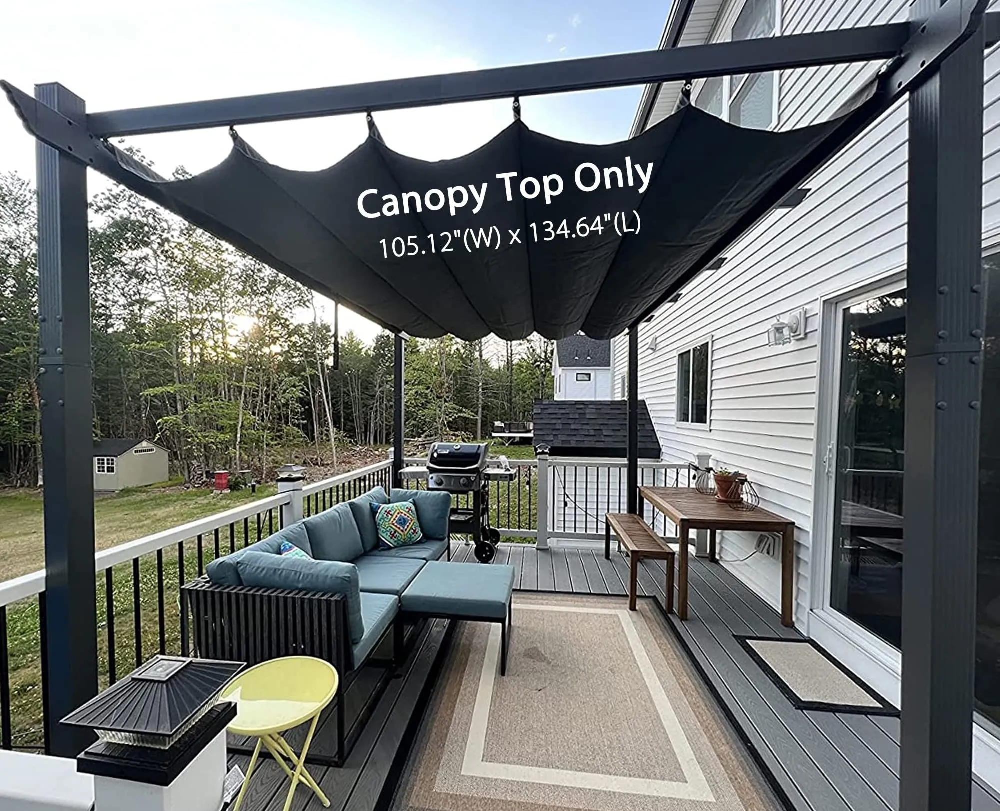 PURPLE LEAF Pergola Shade Cover for 10' X 13' Deck Porch Outside Outdoor Retractable Durable Fabric Canopy Replacement Top Only Gray