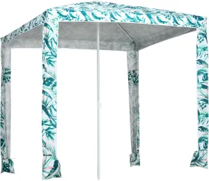 Quick Beach Cabana Canopy Umbrella, 6.5' Easy-Assembly Sun-Shade Shelter with Sandbags and Carry Bag, Cool UV50  Fits Kids & Family, Green Coconut Palm