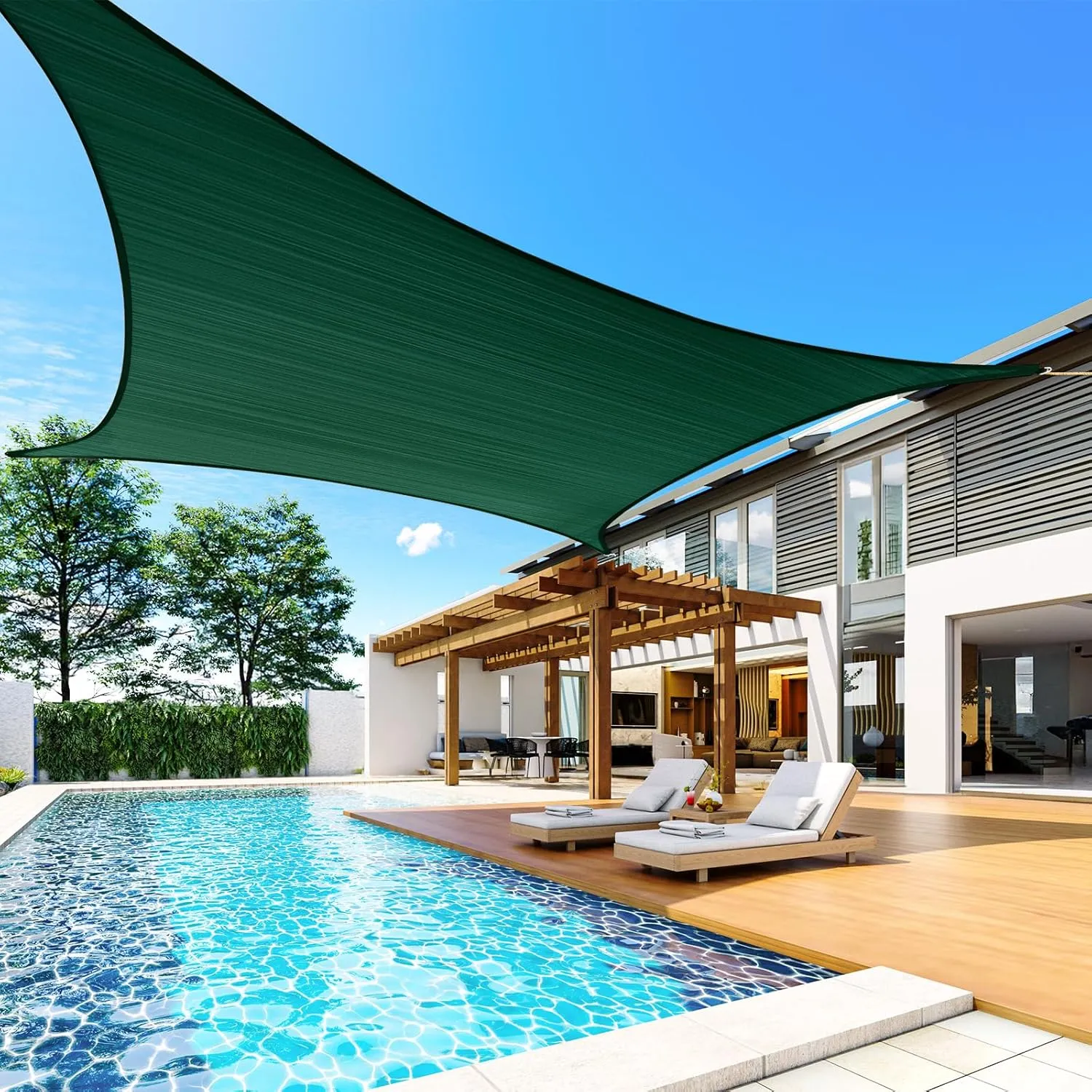 Quictent 185GSM HDPE Sun Shade Sail Canopy Green 98% UV-Blocked for Patio Outdoor Activities with Hardware Kits (24'x24')