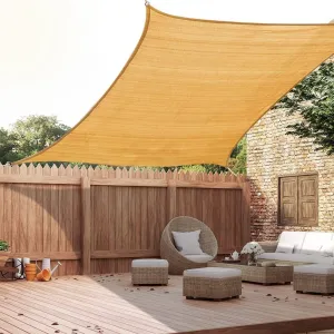 Quictent 20x26ft Fire Retardant 185G HDPE Sun Shade Sail Sand with Hardware Kits Canopy 98% UV Block Outdoor Patio Garden