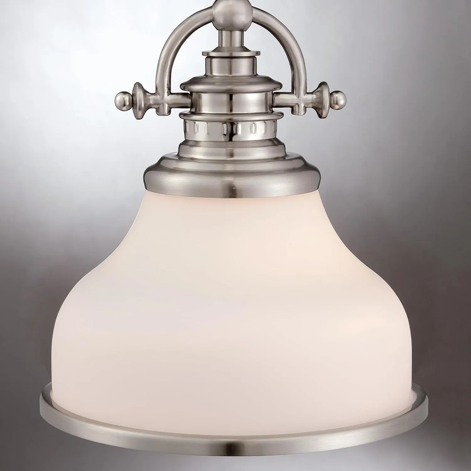 Quoizel Grant Mini Pendant Lighting, 8 Inch 1-Light Brushed Nickel Opal Etched Glass Pendant Light, Hanging Ceiling Light for Kitchen Island, Dining Room, Hallway, Bedroom, Bar, Cafe or Office