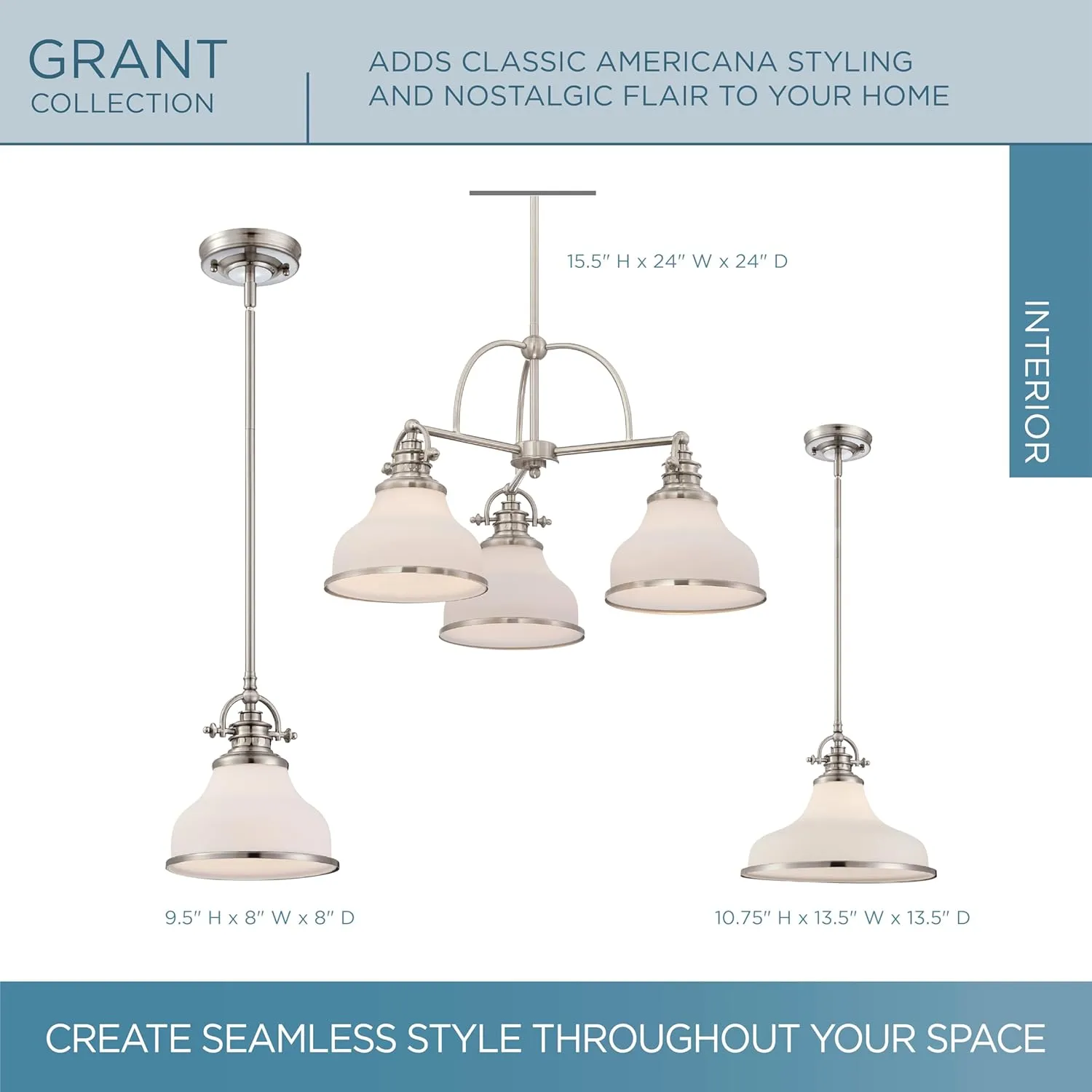 Quoizel Grant Mini Pendant Lighting, 8 Inch 1-Light Brushed Nickel Opal Etched Glass Pendant Light, Hanging Ceiling Light for Kitchen Island, Dining Room, Hallway, Bedroom, Bar, Cafe or Office