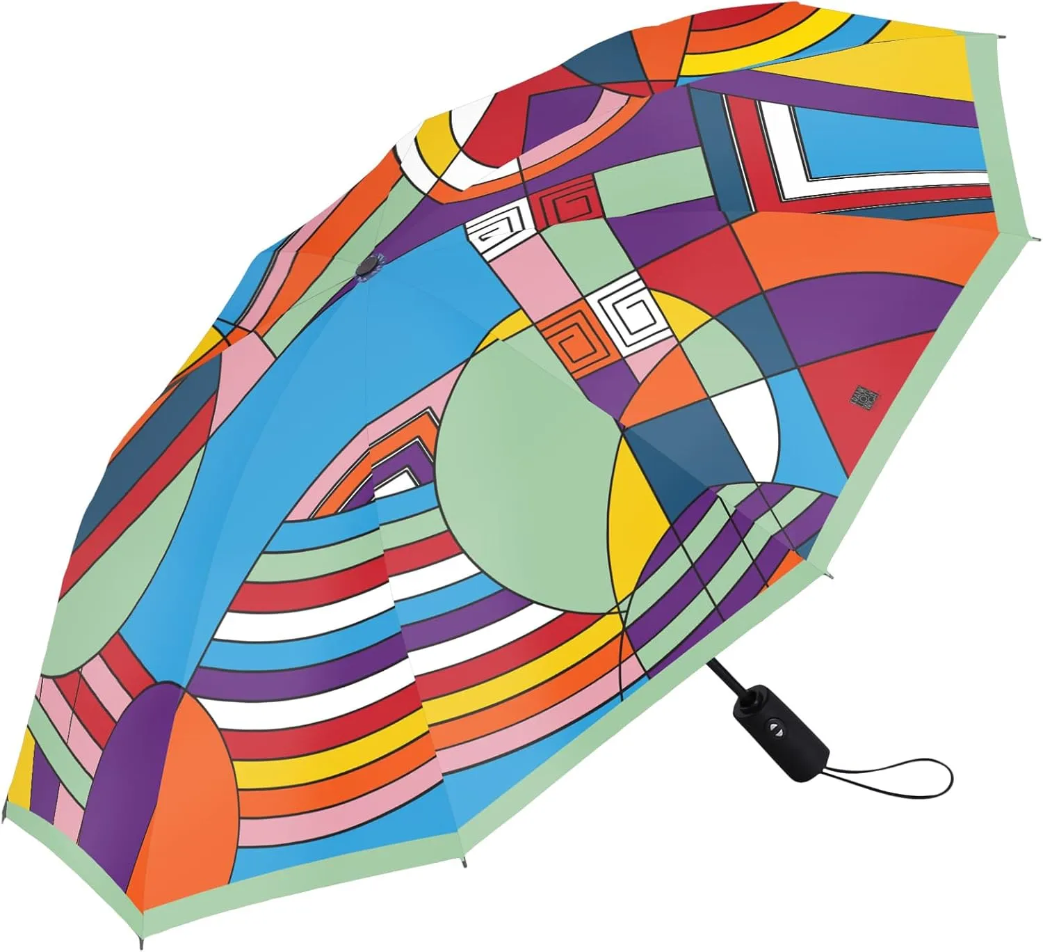 RainCaper Frank Lloyd Wright Windproof Auto Open Close 43” Coverage Folding Travel Umbrella with Matching Sleeve