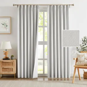Randall Pinch Pleated Full Blackout Window Curtains 84 Inch for Bedroom Living Room Cream White Linen Textured Light Blocking Drapes Thermal Insulated Back Tab Window Treatment, 2 Panels, 38" Wx84 L