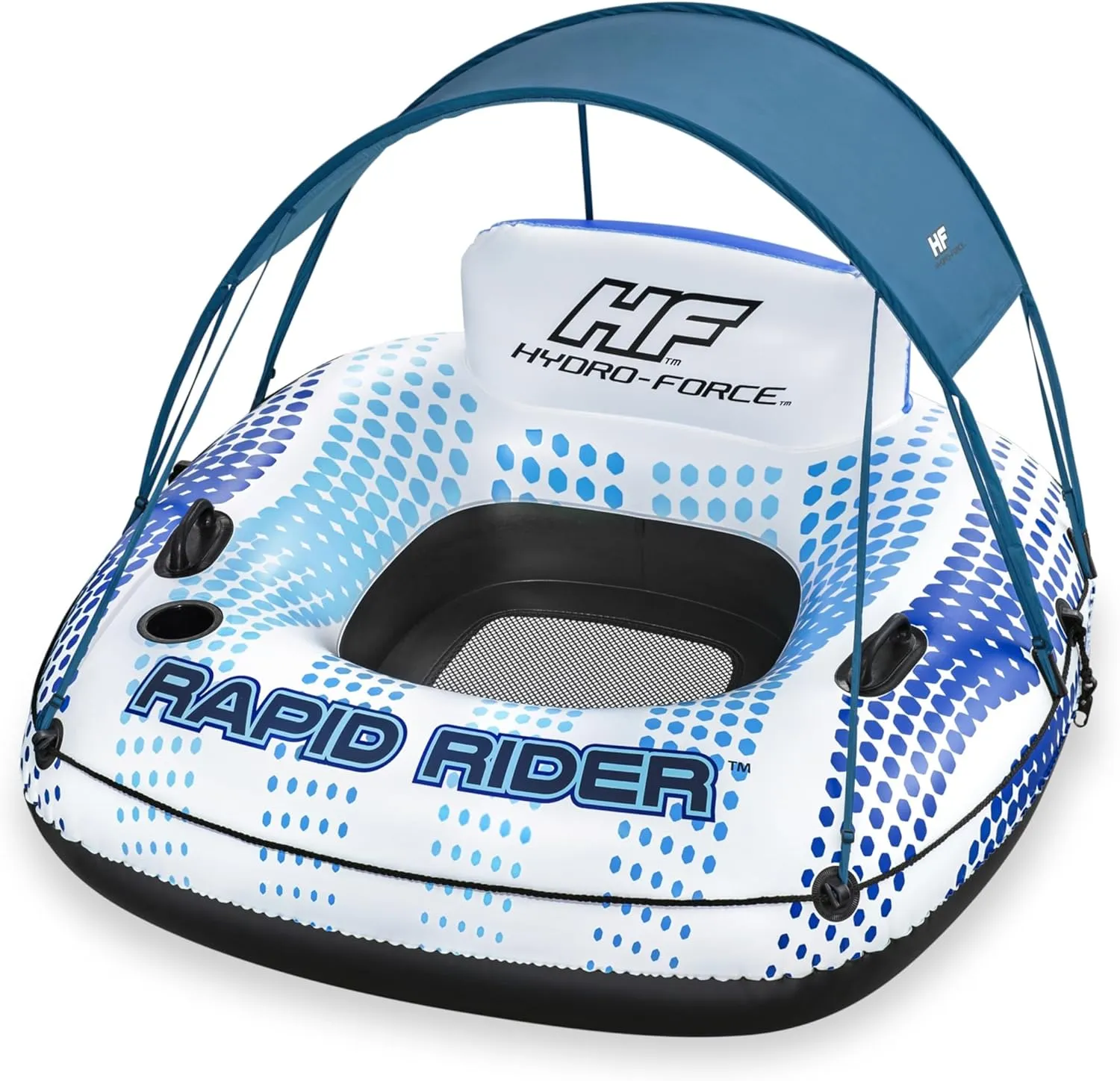 Rapid Rider Canopy Tube 54" x 54"| Durable Inflata-Shield Material | UV Sun Protection | Built-in Cup Holder | Heavy Duty Handles. Ultimate Water Fun