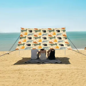 Rats and Mouse Pattern Beach Canopy Tent Anti-UV & Wind Resistant, Camping Sun Shelter Easy Setup Portable,Outdoor Shade Tents with Sandbags,Sand Shovels,Ground Pegs & Stability Poles