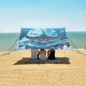Ray Iceberg Beach Canopy Tent Anti-UV & Wind Resistant, Camping Sun Shelter Easy Setup Portable,Outdoor Shade Tents with Sandbags,Sand Shovels,Ground Pegs & Stability Poles