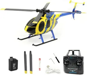 RC ERA C184 MD500 RC Helicopter, 2.4G 4CH Single-Propeller RC Helicopter with 6-Axis Gyro & One-Key Takeoff/Landing & Optical Flow Positioning for Adults & Beginners - 1 Battery