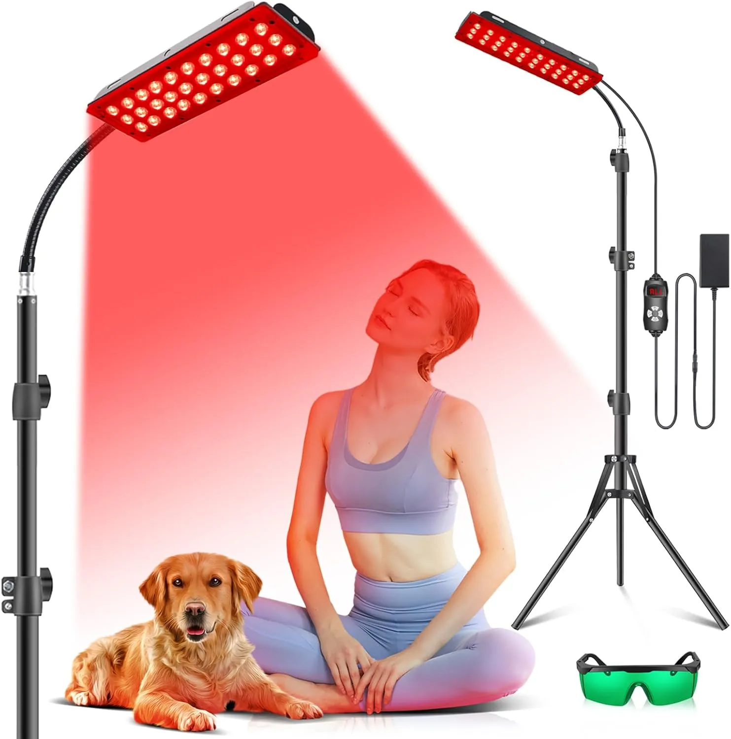 Red Light Therapy Lamp for Body, Infrared Light Therapy Lamps with Stand, 660nm Red and 850nm Near Infrared Redlight Therapy Device for Full Body Overall Health at Home with Eyes Protection