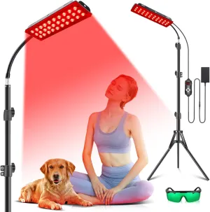 Red Light Therapy Lamp for Body, Infrared Light Therapy Lamps with Stand, 660nm Red and 850nm Near Infrared Redlight Therapy Device for Full Body Overall Health at Home with Eyes Protection