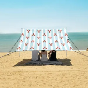 Red Lobster Crawfish Beach Camping Tent Sun Shelter for Whole Family, Cute Marine Pattern Beach Shade Canopy with UPF50  UV Protection,Easy Set Up and Carry,Outdoor Shade for Trips, Fishing, Bac
