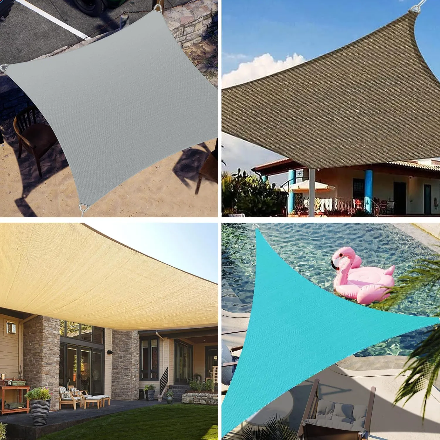 Reinforced Corners & Edges 20' x 20' Rectangle Sun Shade Sail Commercial Grade Curved Edge UV Block Canopy for Outdoor, Patio, Backyard, Garden, Pool, Deck, Heavy-Duty Design, Sand