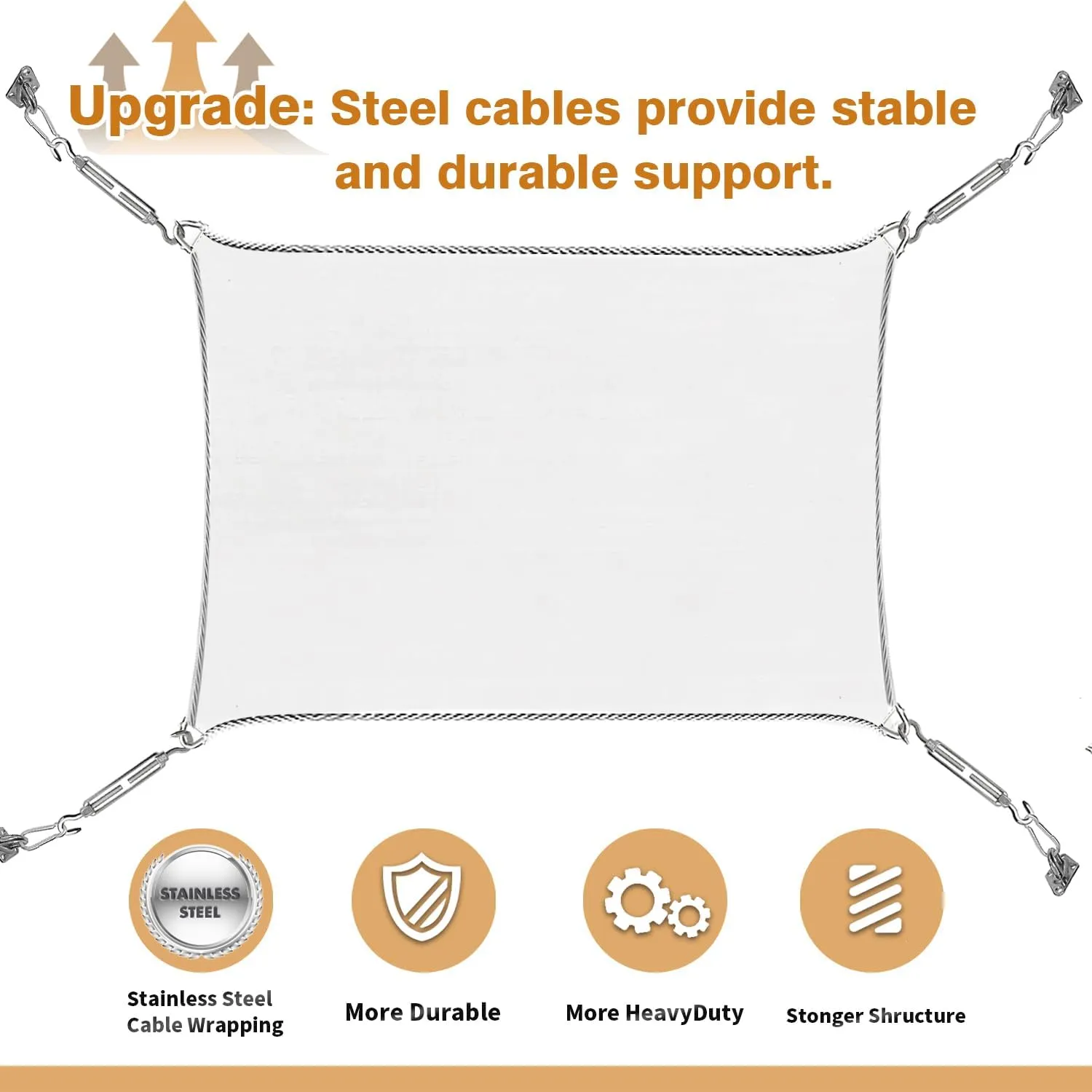 Reinforced Corners & Edges 20' x 20' Rectangle Sun Shade Sail Commercial Grade Curved Edge UV Block Canopy for Outdoor, Patio, Backyard, Garden, Pool, Deck, Heavy-Duty Design, Sand