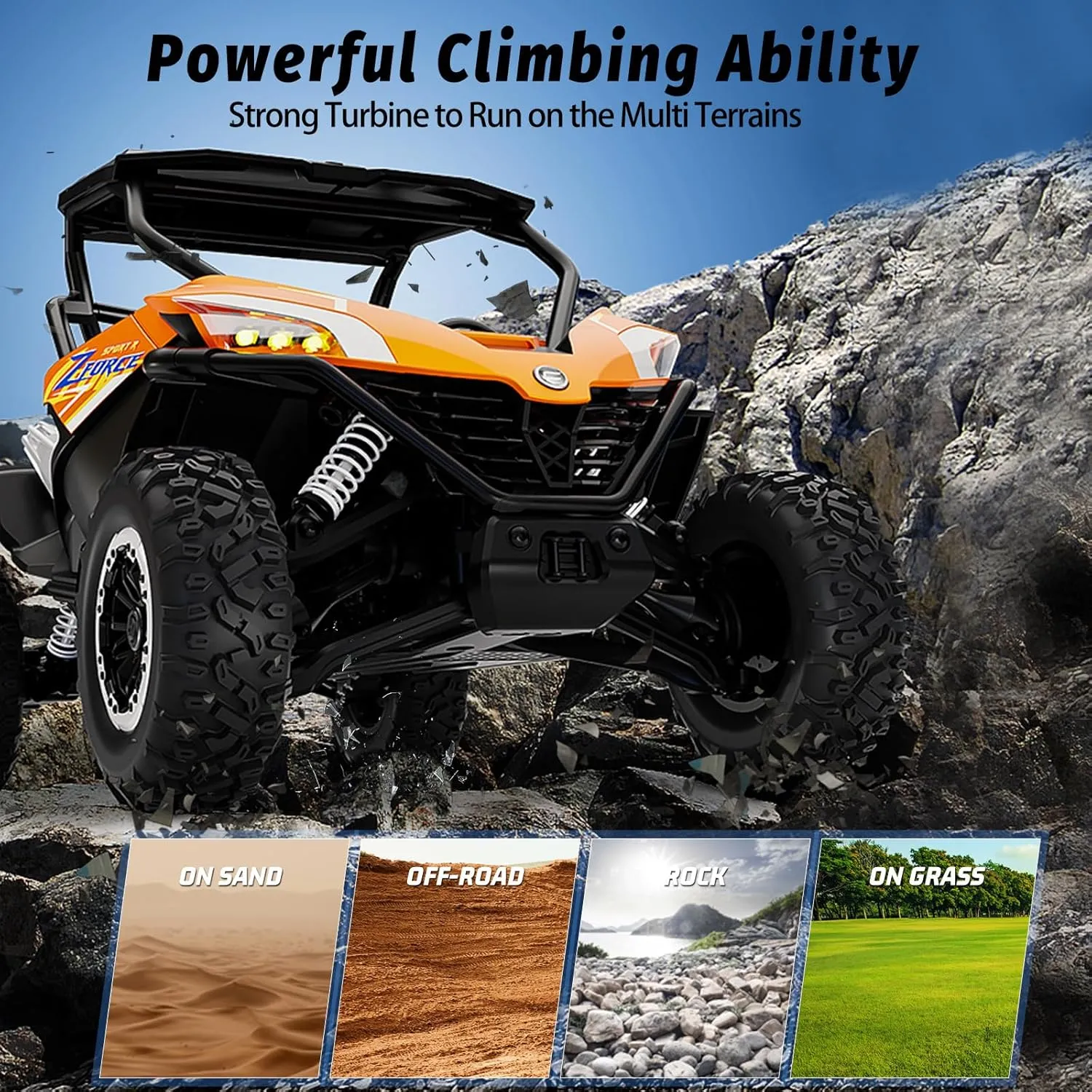 Remote Control Car All Terrain for Zforce, 4WD Off Road UTV Trucks with 3 Speed and LED Bodylight, 1:12 Scale Electric RC Crawler Vehicle Toy Gifts for Boys Girls Adults, 2 Batteries Included
