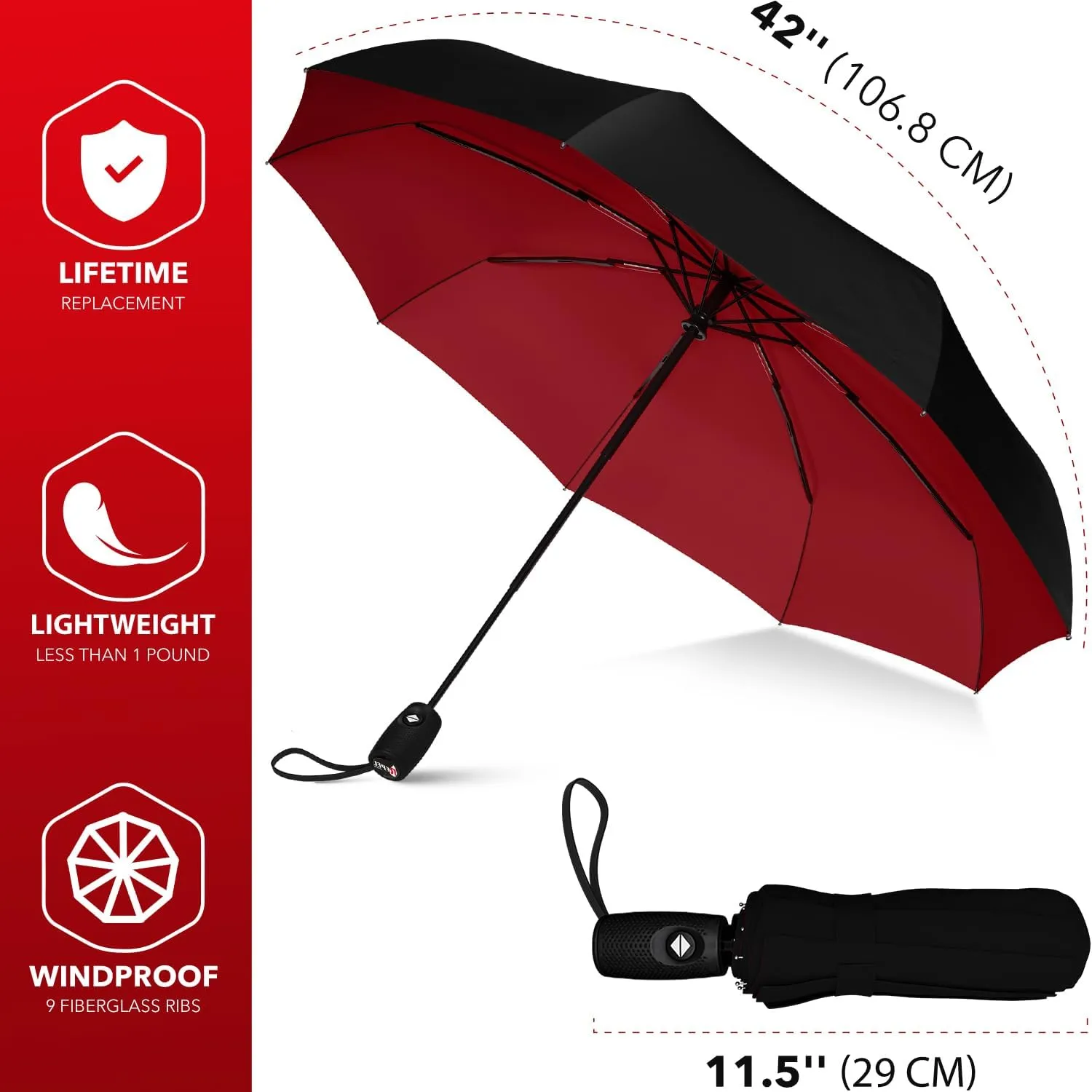 Repel Umbrella Windproof Travel Umbrellas for Rain - Easy Auto Open Close, Durable & Compact Umbrella, Strong Fiberglass Frame, Waterproof Canopy - Backpack, Purse, Portable Umbrella for Travel