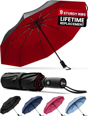 Repel Umbrella Windproof Travel Umbrellas for Rain - Easy Auto Open Close, Durable & Compact Umbrella, Strong Fiberglass Frame, Waterproof Canopy - Backpack, Purse, Portable Umbrella for Travel