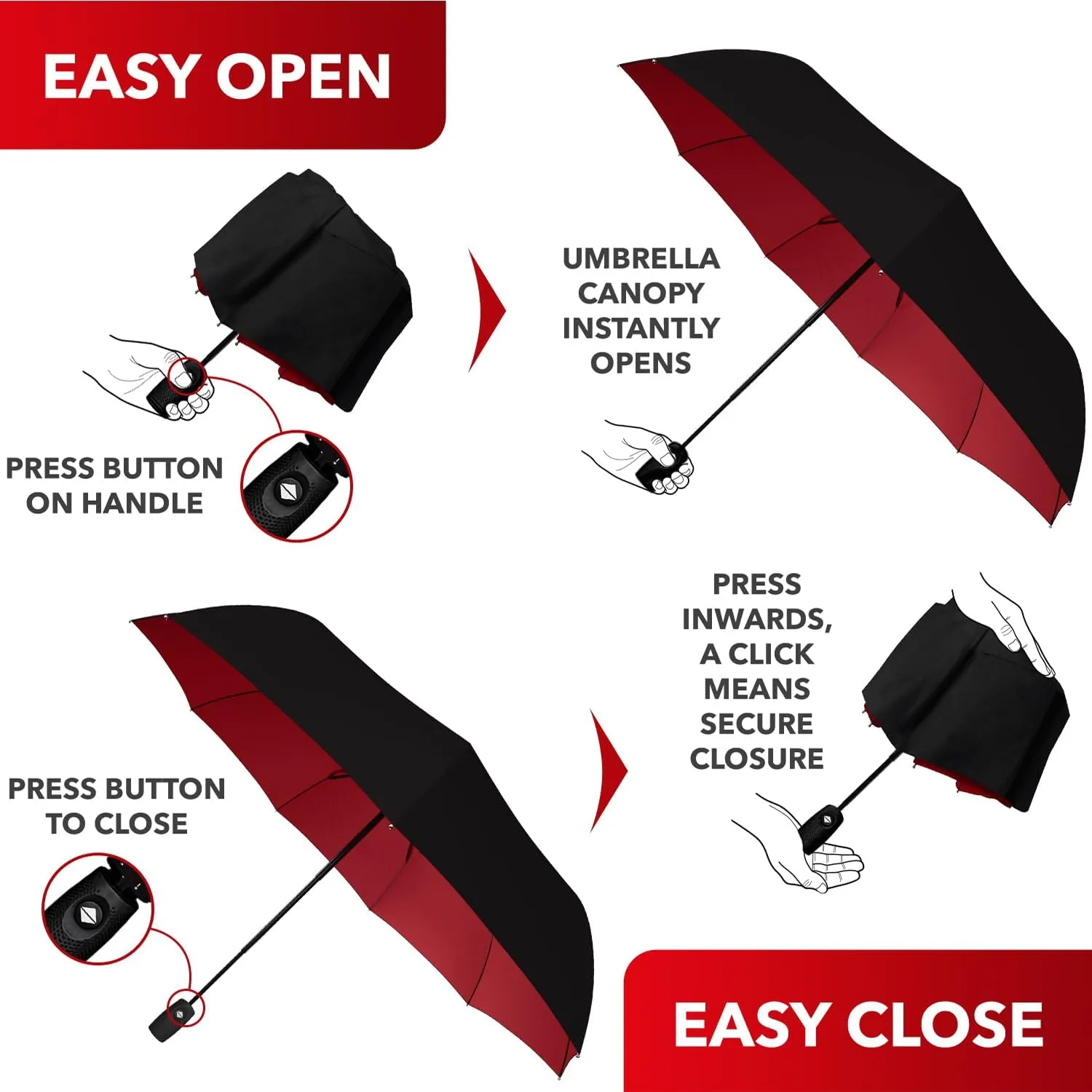 Repel Umbrella Windproof Travel Umbrellas for Rain - Easy Auto Open Close, Durable & Compact Umbrella, Strong Fiberglass Frame, Waterproof Canopy - Backpack, Purse, Portable Umbrella for Travel