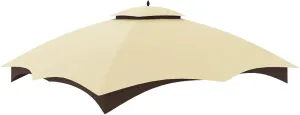 Replacement Canopy Top Double Tiered Canopy Cover Roof with Air Vent ONLY FIT for Lowe's Allen Roth 10'x12’ Gazebo #GF-12S004B-1 (Beige)
