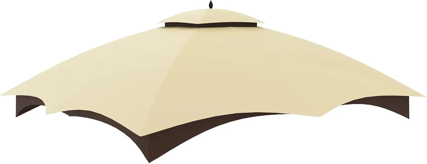 Replacement Canopy Top Double Tiered Canopy Cover Roof with Air Vent ONLY FIT for Lowe's Allen Roth 10'x12’ Gazebo #GF-12S004B-1 (Beige)