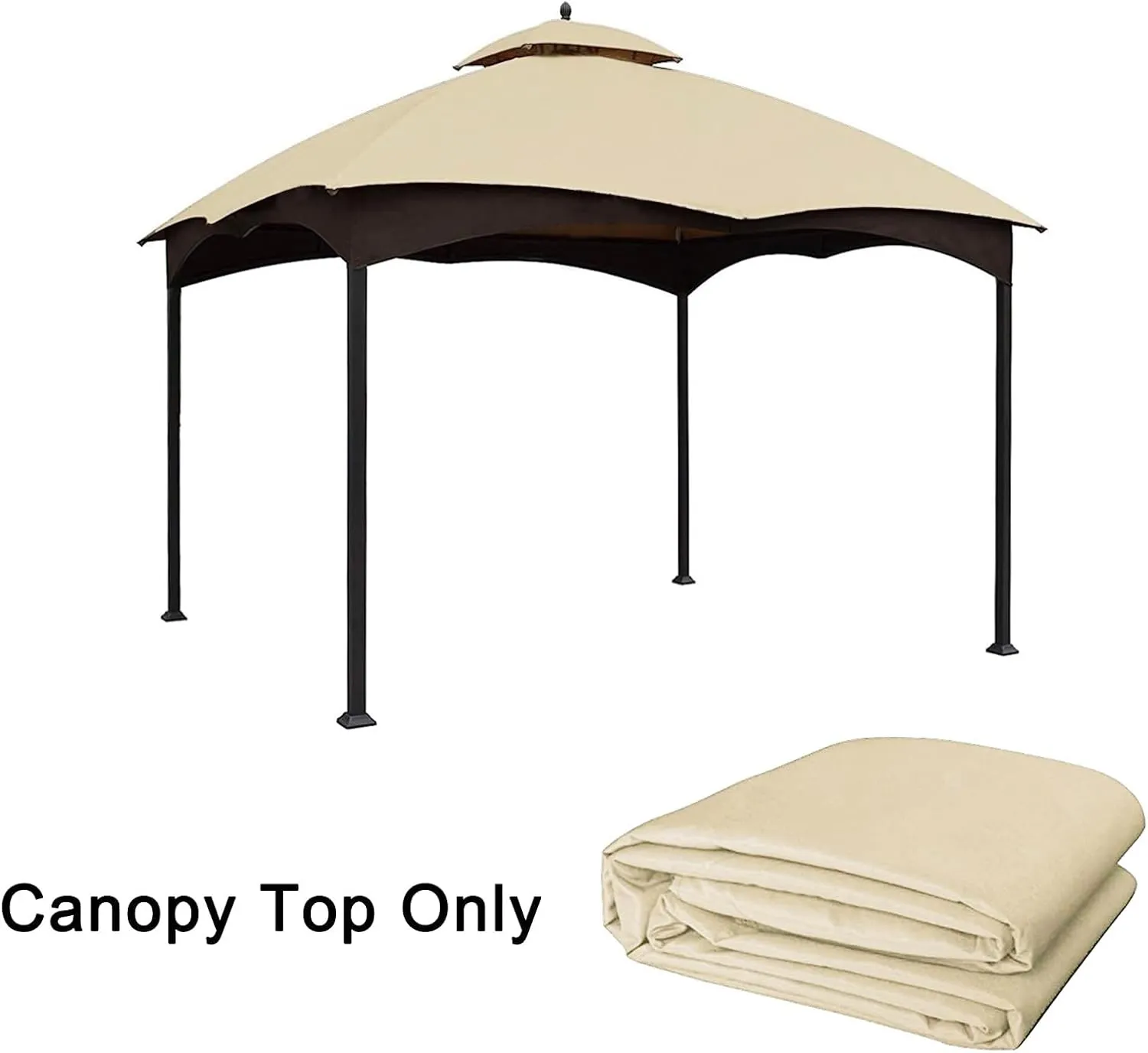 Replacement Canopy Top Double Tiered Canopy Cover Roof with Air Vent ONLY FIT for Lowe's Allen Roth 10'x12’ Gazebo #GF-12S004B-1 (Beige)