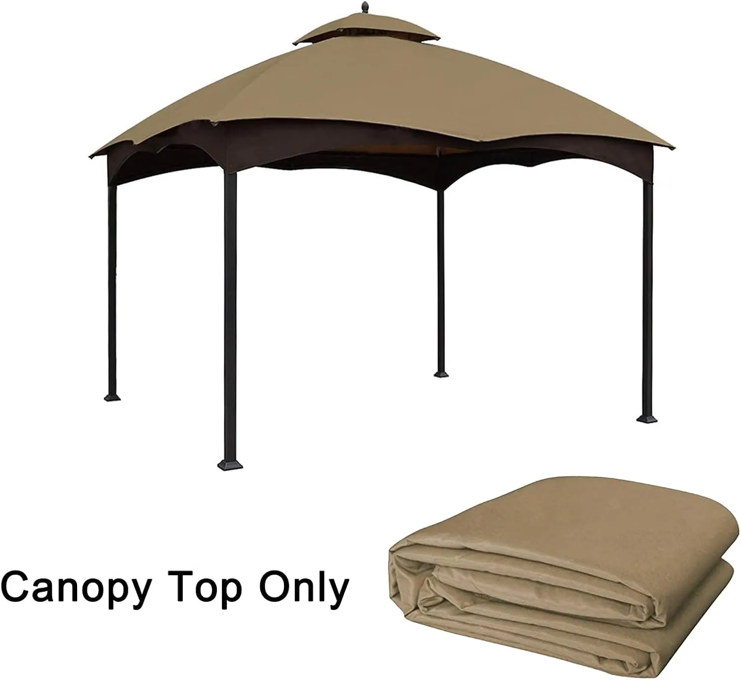 Replacement Canopy Top Double Tiered Canopy Cover Roof with Air Vent ONLY FIT for Lowe's Allen Roth 10'x12’ Gazebo #GF-12S004B-1 (Khaki)