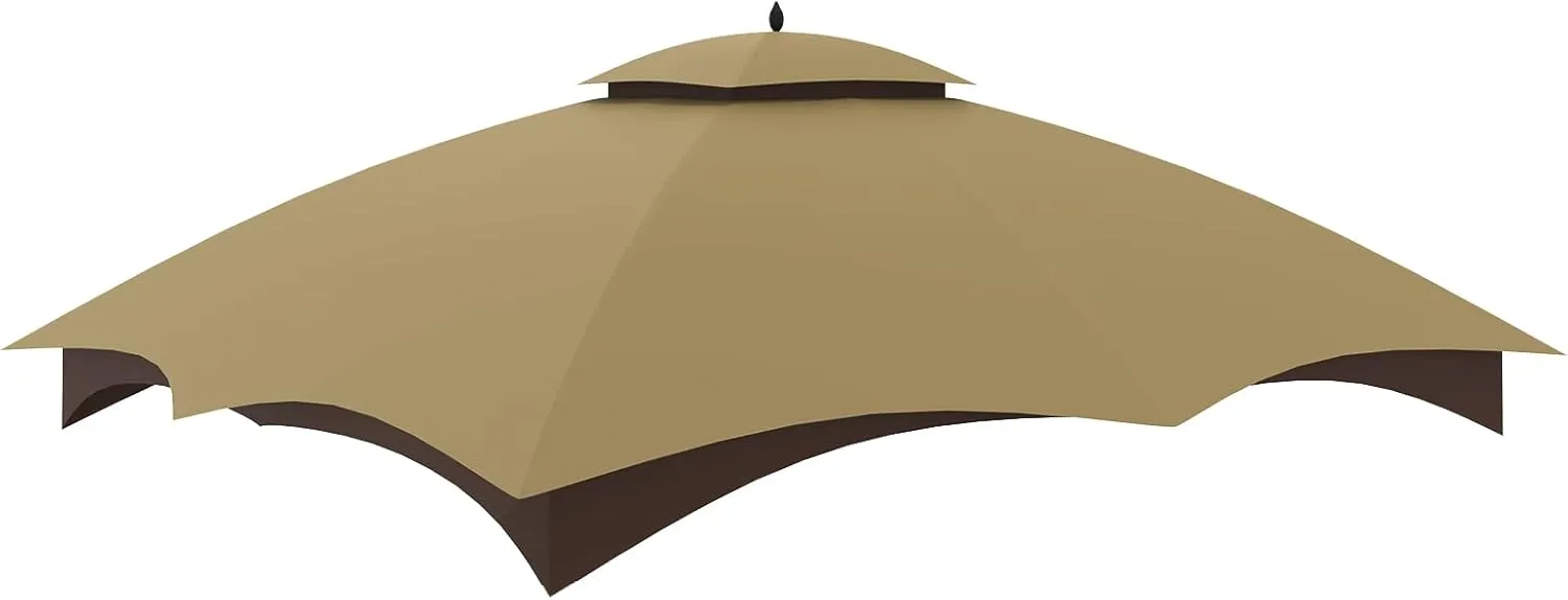 Replacement Canopy Top Double Tiered Canopy Cover Roof with Air Vent ONLY FIT for Lowe's Allen Roth 10'x12’ Gazebo #GF-12S004B-1 (Khaki)