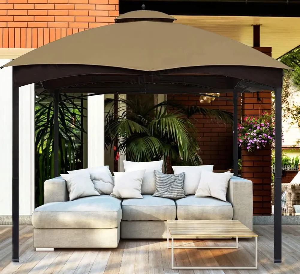 Replacement Canopy Top Double Tiered Canopy Cover Roof with Air Vent ONLY FIT for Lowe's Allen Roth 10'x12’ Gazebo #GF-12S004B-1 (Khaki)