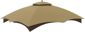 Replacement Canopy Top Double Tiered Canopy Cover Roof with Air Vent ONLY FIT for Lowe's Allen Roth 10'x12’ Gazebo #GF-12S004B-1 (Khaki)