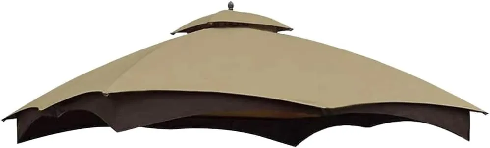 Replacement Canopy Top for Lowe's Allen Roth 10x12 Gazebo, Double Tier Gazebo Cover with UV Protection & Water-Repellent Fabric, Canopy Replacement Cover with Drain Holes, Top Only (Khaki)