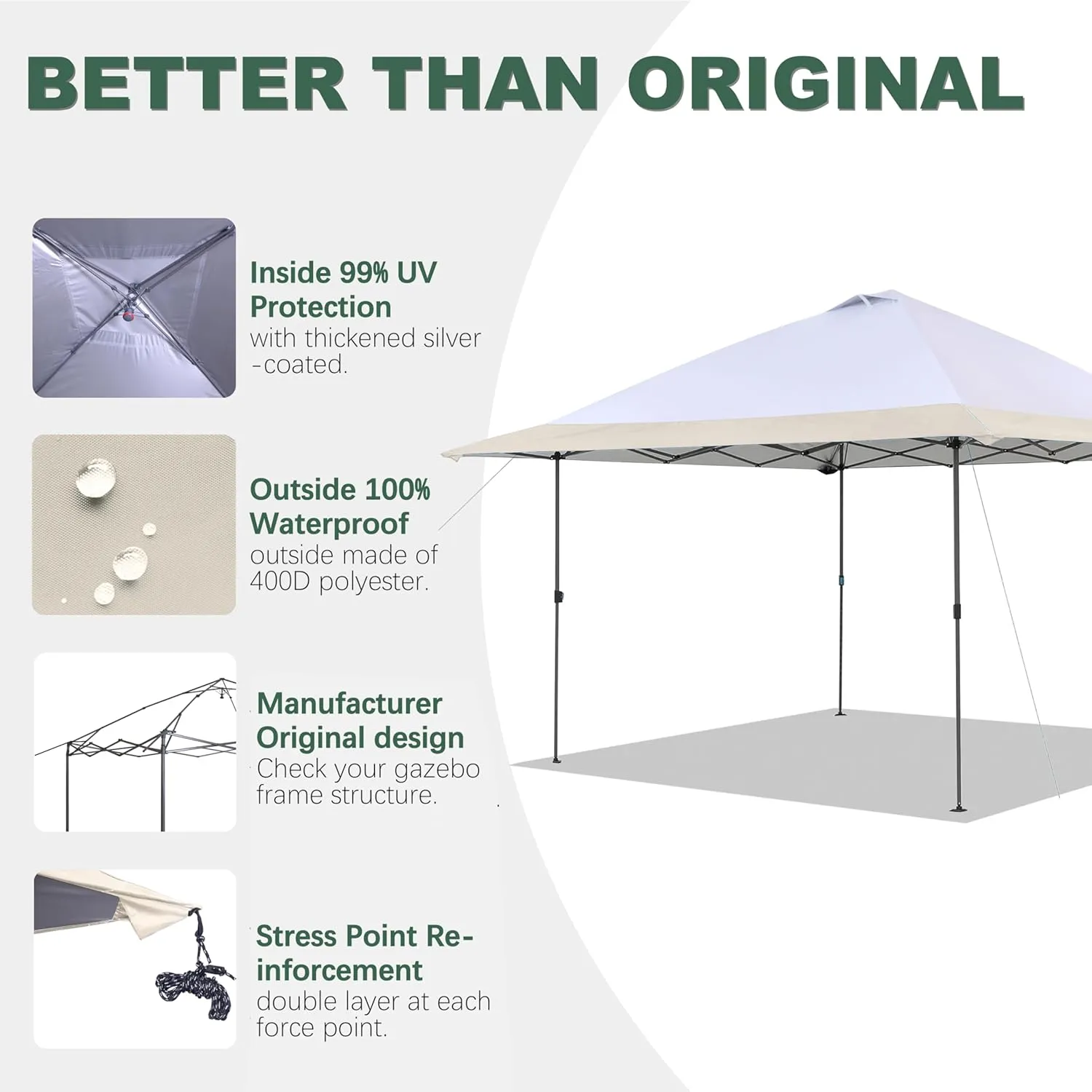 Replacement Cover Compatible with Coleman Oasis 13' x 13' Model:1606532, 2156426, 2156428 2157498, 2622040,Core Equipment #40155,#40363,#40325,Canopy Cover ONLY, (Beige)