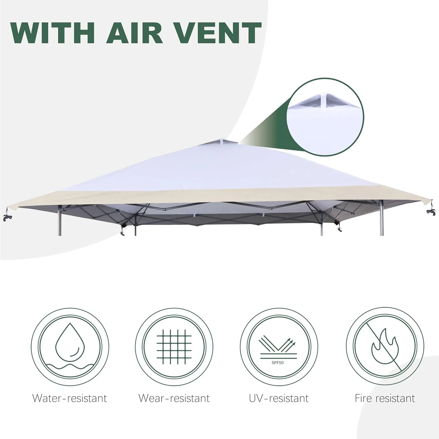 Replacement Cover Compatible with Coleman Oasis 13' x 13' Model:1606532, 2156426, 2156428 2157498, 2622040,Core Equipment #40155,#40363,#40325,Canopy Cover ONLY, (Beige)