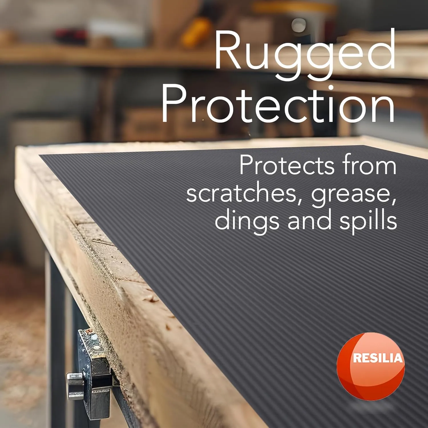 Resilia Black V-Groove Utility Runner - Waterproof Vinyl Floor/Surface Protector, Non Slip, Heavy Duty Mats for Indoor Hardwood, Hard Floors, Garage, Hallway, Entryway, Kitchen, & Outdoor, 27” x 25’