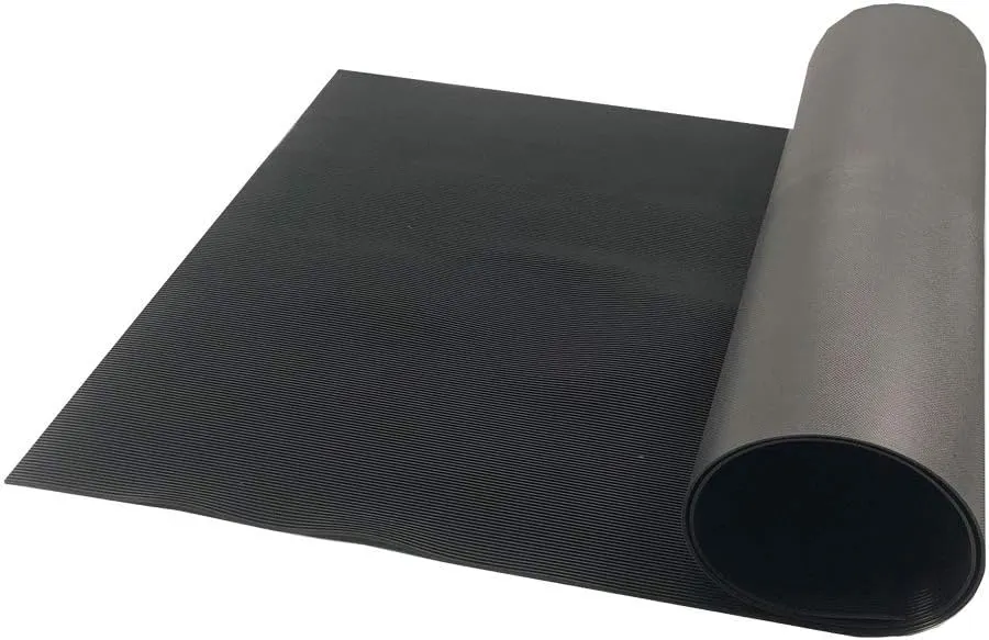 Resilia Black V-Groove Utility Runner - Waterproof Vinyl Floor/Surface Protector, Non Slip, Heavy Duty Mats for Indoor Hardwood, Hard Floors, Garage, Hallway, Entryway, Kitchen, & Outdoor, 27” x 25’