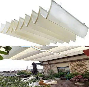 Retractable Sun Shade Sail, Pergola Roof Canopy Shade Kits with Sliding Track Kit, Sun and UV Protection, Wave Awnings for Outdoor Deck (Color : White, Size : 2.2x4m)