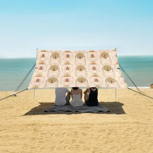 Retro Style Insects Beach Camping Tent Sun Shelter for Whole Family, Beach Shade Canopy with UPF50  UV Protection,Easy Set Up and Carry,Outdoor Shade for Trips, Fishing, Backyard Fun Picnics