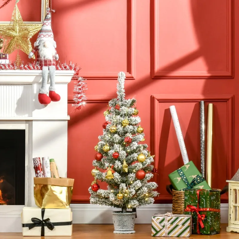 Rootz Compact Christmas Tree - Festive Tree - Holiday Tree - Integrated Lights - Snow Effect - 90cm High, Ø40cm