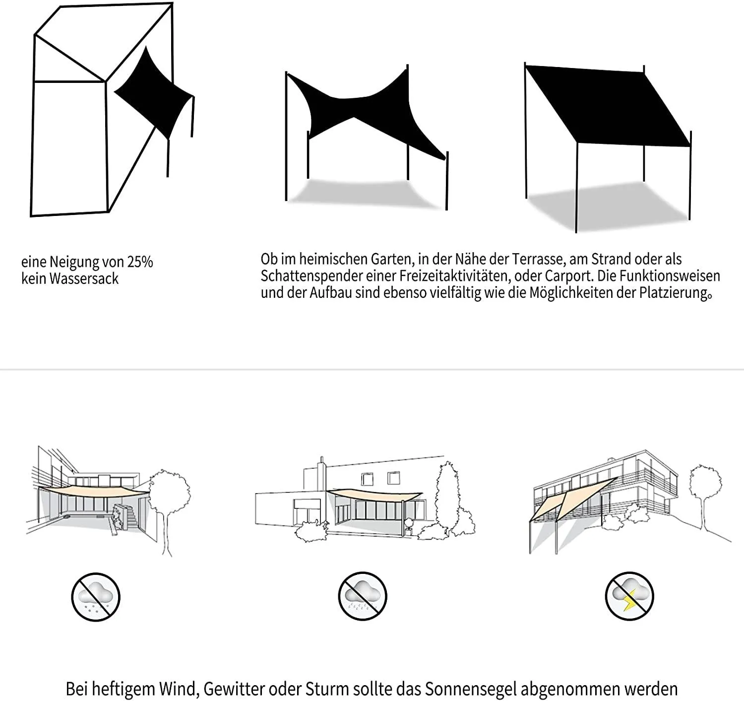 Rootz Sun Sail Canopy - Shade Awning - Sunshade - Up to 93% UV Protection - 160g/m² - 3m x 3m