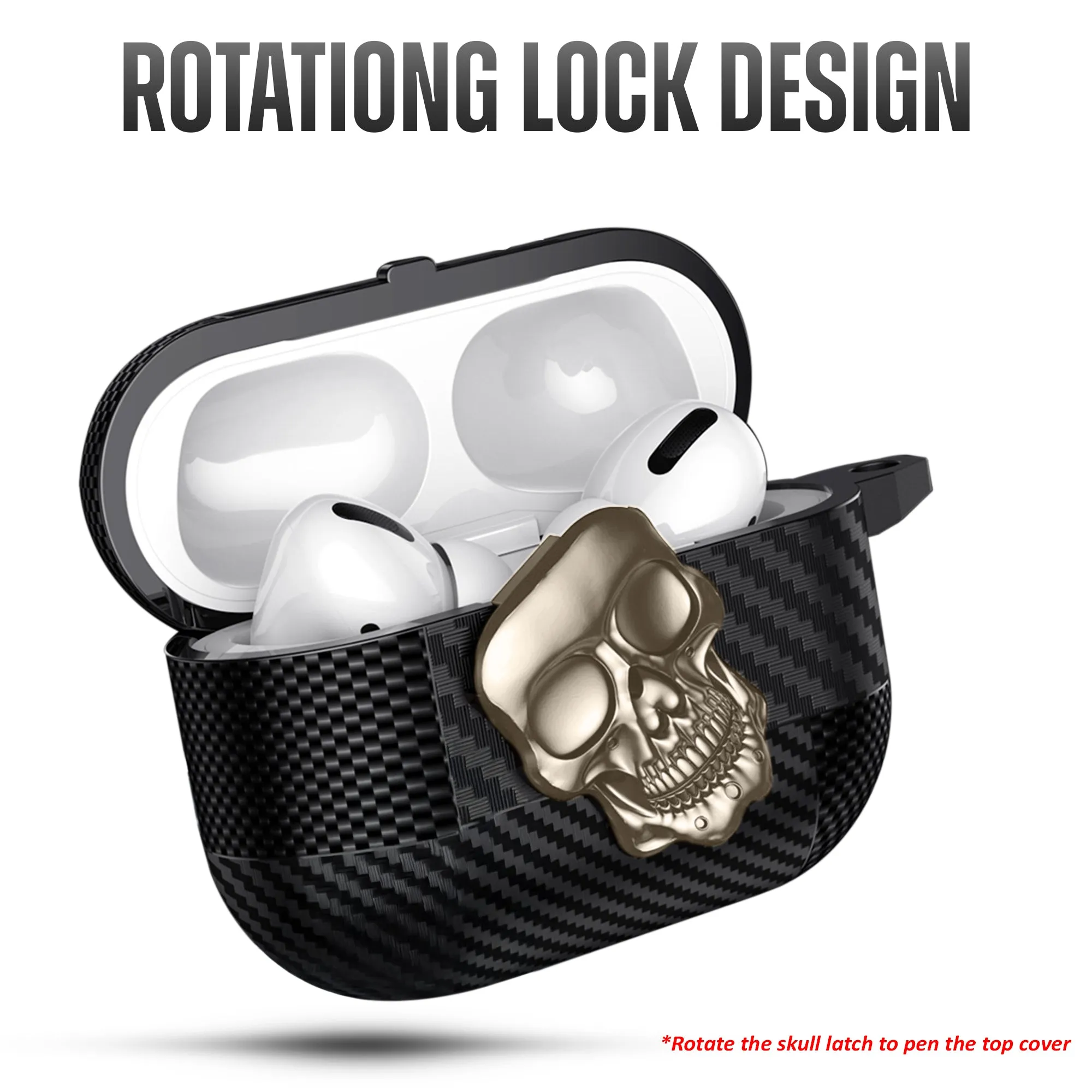 Rotating Skull Lock Edition AirPods Case Compatible With Airpods 4