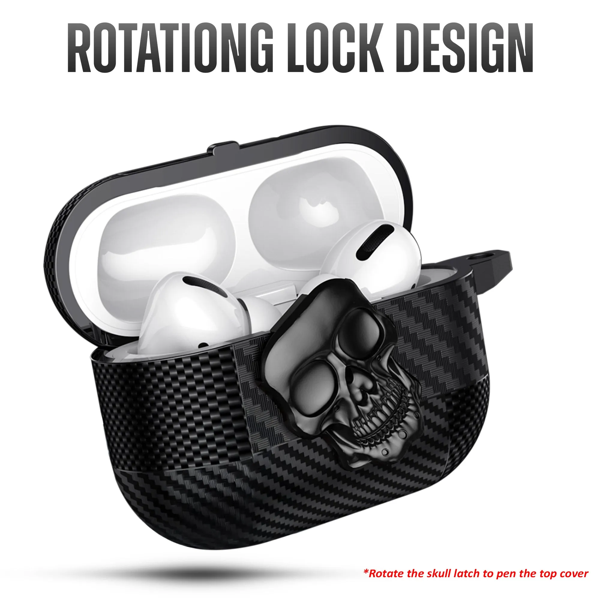 Rotating Skull Lock Edition AirPods Case Compatible With Airpods 4