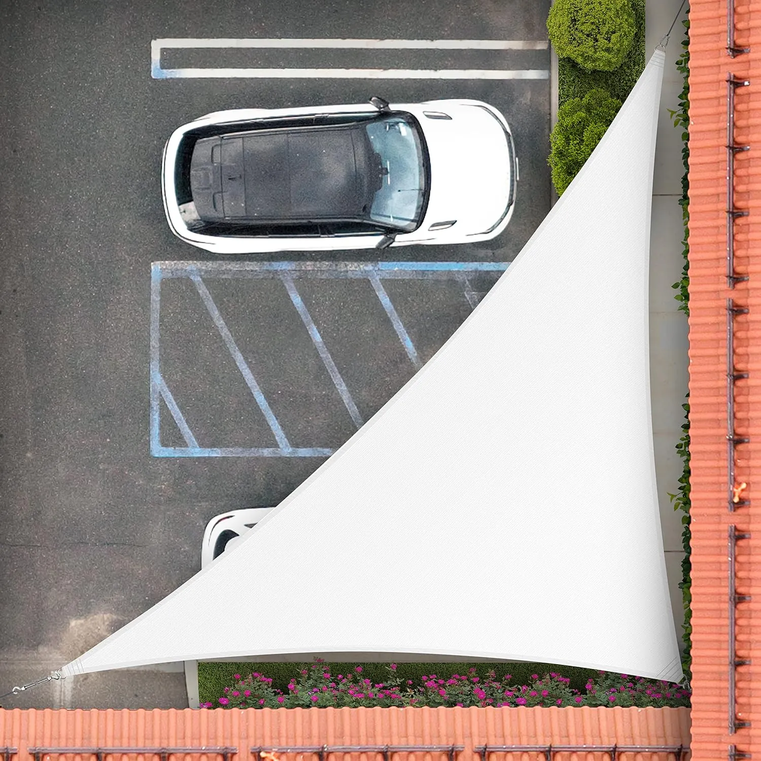 Royal Shade 14' x 14' x 19.8' White Right Triangle Sun Shade Sail Canopy Outdoor Patio Fabric Screen Awning RSTAPRT14 - UPF50  95% UV Blockage, Heavy Duty, Water & Air Permeable (We Make Custom Size)