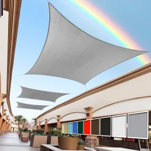 Royal Shade 14' x 16' Grey Rectangle Sun Shade Sail Canopy Outdoor Patio Fabric Screen Awning RTAPR1416 - UPF50  95% UV Blockage, Heavy Duty, Water & Air Permeable (We Make Custom Size)