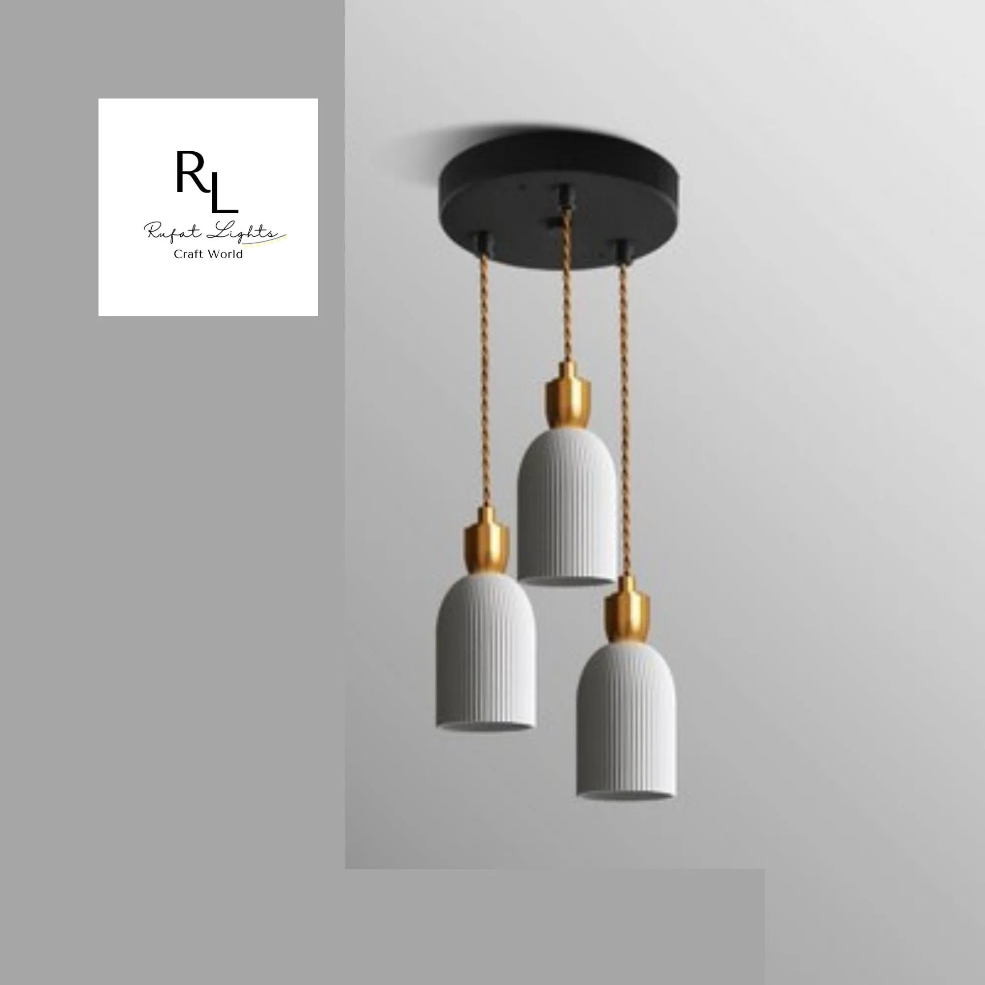 RoyaleGlow Elegant Ceramic Hanging Chandelier with Plug-In Pendant Light
