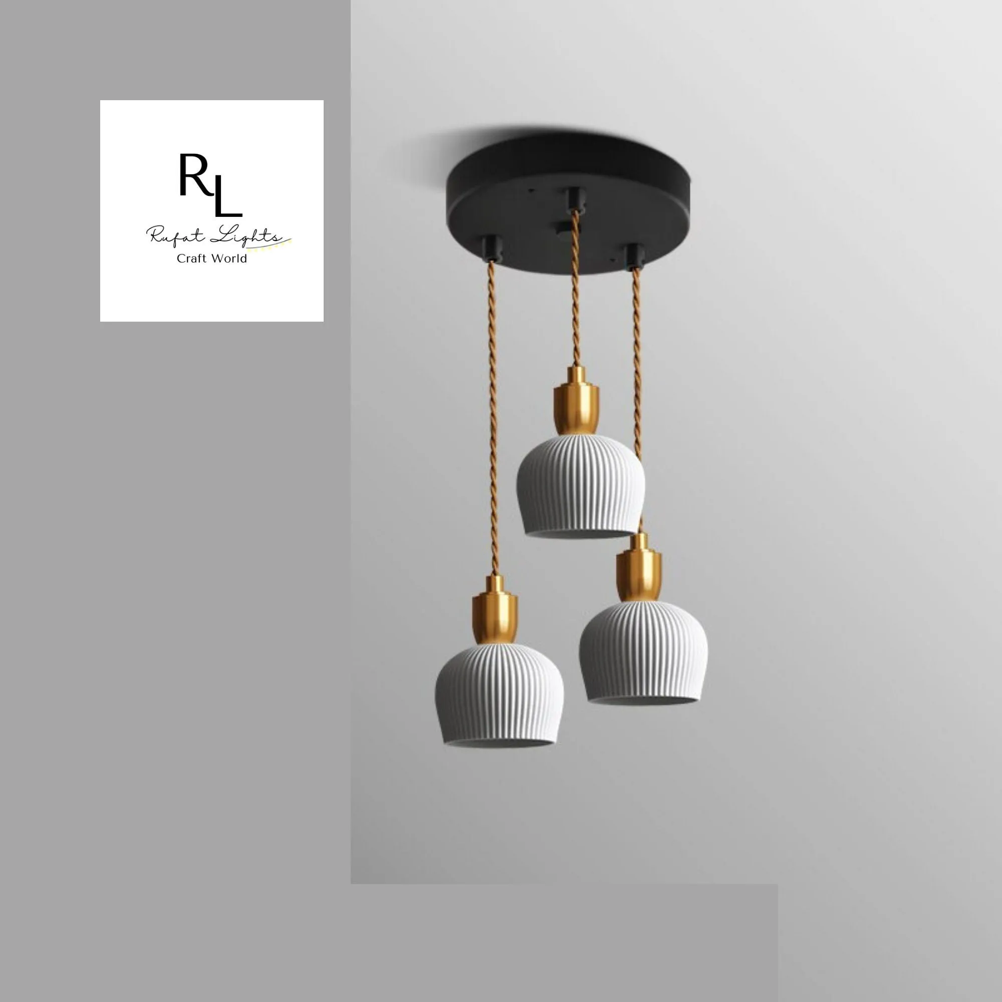 RoyaleGlow Elegant Ceramic Hanging Chandelier with Plug-In Pendant Light