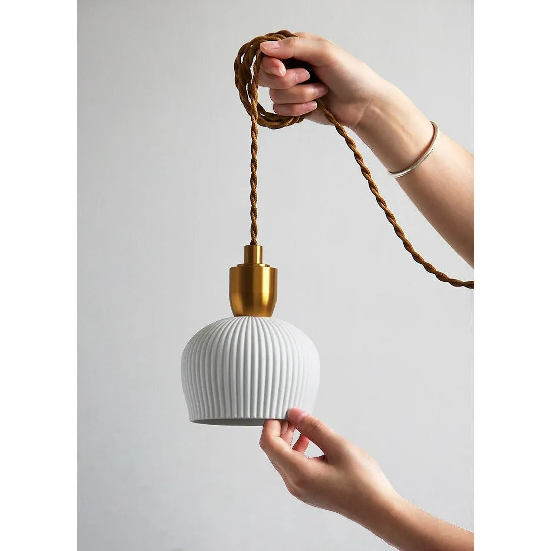 RoyaleGlow Elegant Ceramic Hanging Chandelier with Plug-In Pendant Light