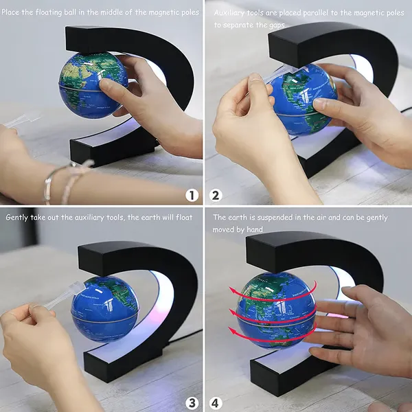 RoyaleGlow Magnetic Floating Globe With LED Light Décor