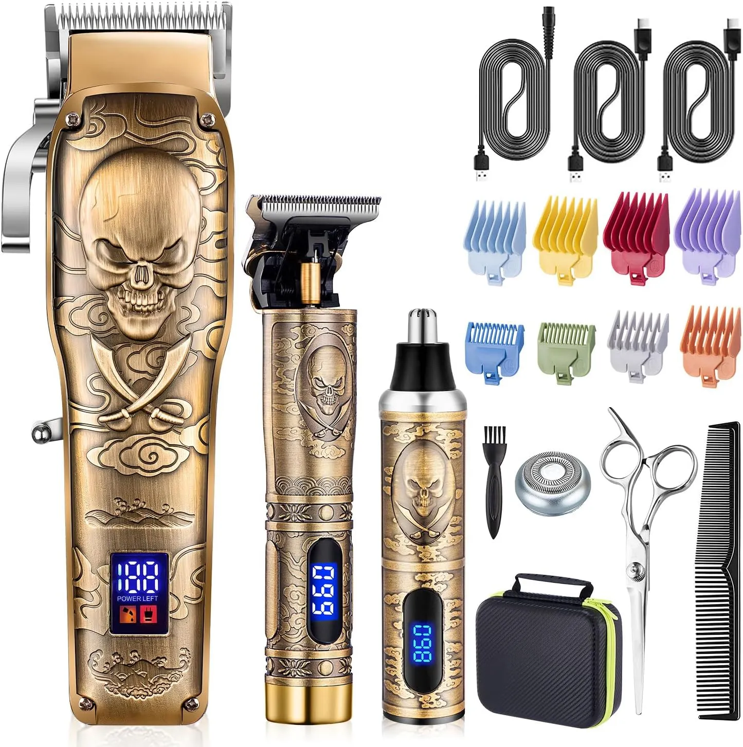 Roziapro Professional Hair Clippers for Men, Hair Trimmer for Men Haircut Cordless Hair Clippers Set with Rechargeable Nose Hair Trimmer, Gifts for Men (Gold)